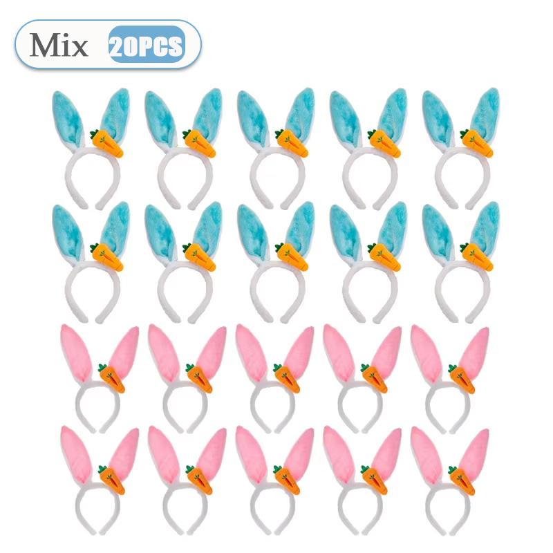 1-20PCS Easter Decoration 2025 Plush Rabbit Ear Hair Hoop Bunny Ears Headband Theme Party Performance Headdress Easter Cosplay