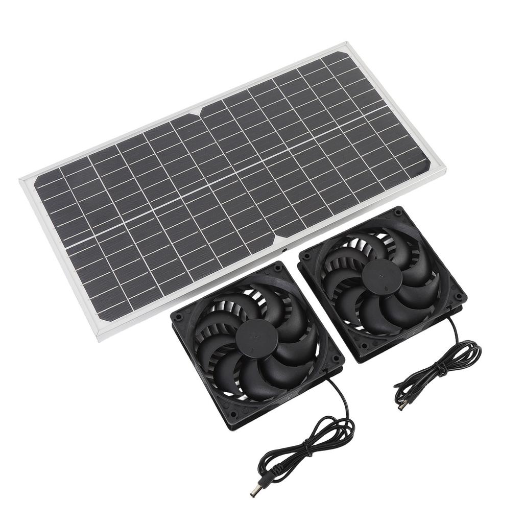 80W Double Solar Exhaust Fan with Monocrystalline Silicon Panel IPX7 Rain Proof High Speed Low Noise 6.7in Solar Ventilation Fan for Pet House