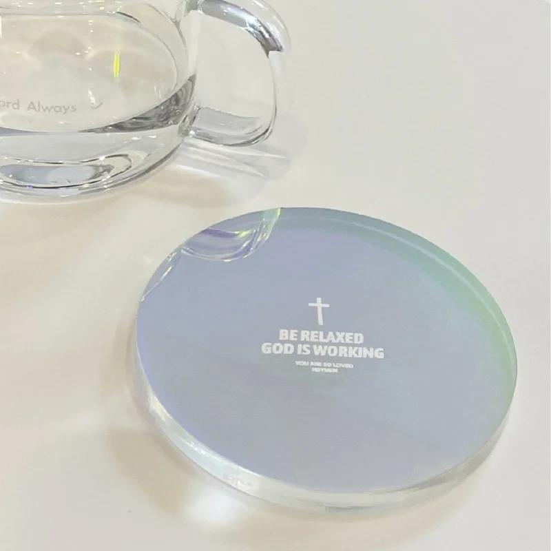 Round Acrylic Coasters Creative Heat Insulation Waterproof Ornaments Kitchen Non-slip Anti-scald Coaster Household Decoration