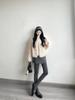 Gray Plaid Wool A-Line Polka Dot Short Skirt for Women - Winter Warm Hip-Hugging Design