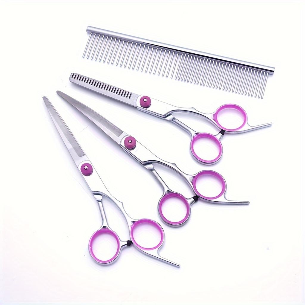 5-in-1 Professional Dog Grooming Scissors Set with Curved Scissors and Comb | Made of Stainless Steel Material, Pet Hair Trimming Set