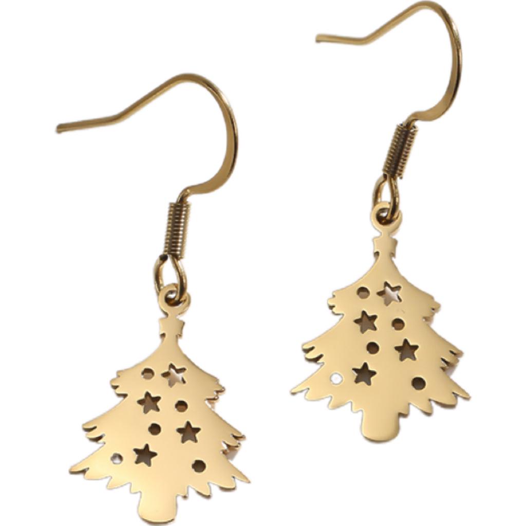 Edelstahl Sternausschnitt Weihnachtsbaum Hängeohrringe