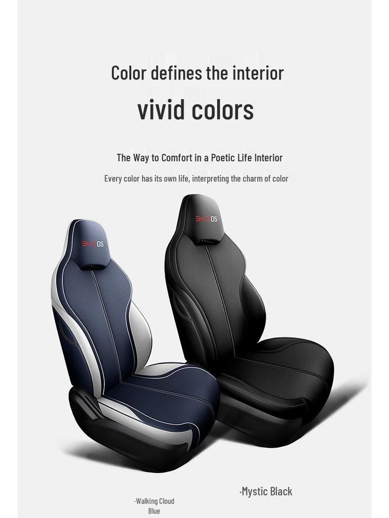 BYD Destroyer 05 Car Seat Cushion - Four Seasons, Full Surround, Five-Seat, Cartoon Design, Fits 22 Models