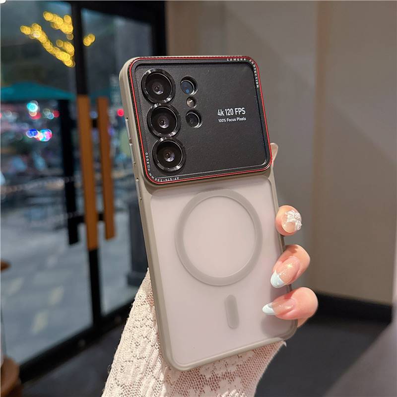 Applicable to Samsung S26Ultra mobile phone case metal Lycra lens matte magnetic suction S25U anti-drop protective case premium