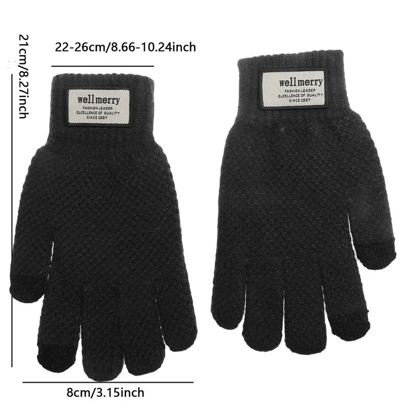 Winter Men Knitted Gloves Touch Screen Cycling Mittens Thicken Warm Wool Cashmere Solid Business Gloves Autumn Winter