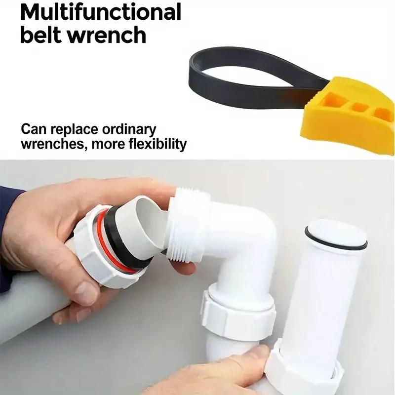 6inch Belt Wrench Oil Filter Puller Strap Spanner Chain Wrench Strap Opener, Adjustable Disassembly Tool