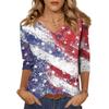 Women's Tops Three-quarter Sleeve Shirt V-neck Loose Casual Shirt Print T-shirt