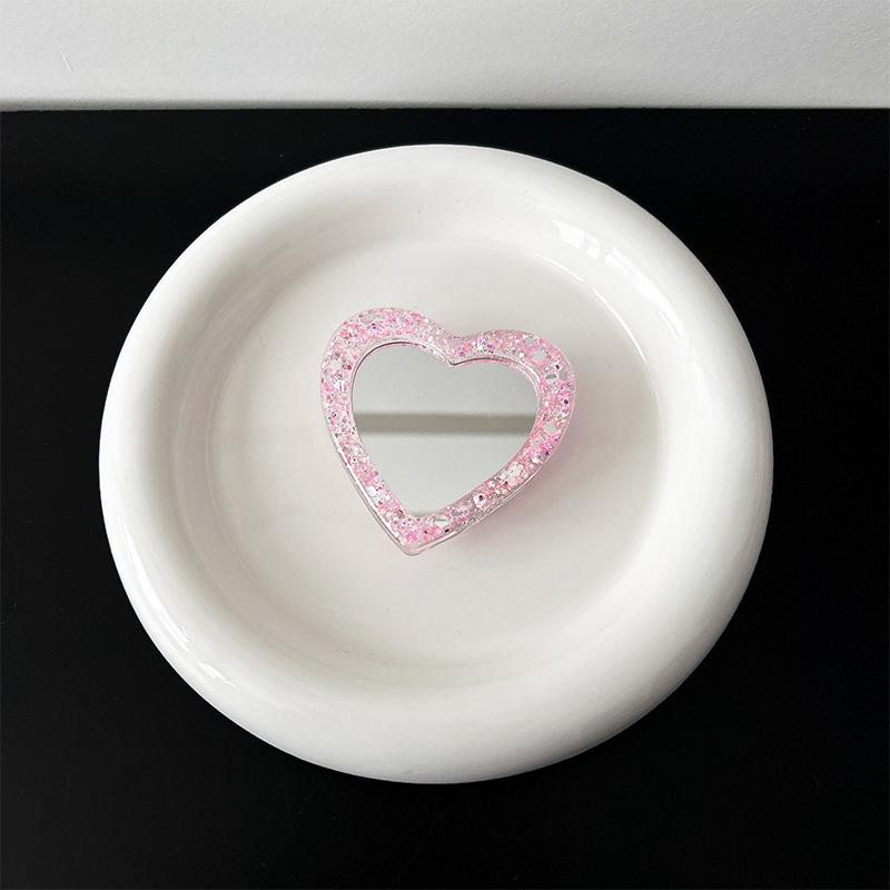 Love Mirror Sticker Glitter Powder Mobile Phone Airbag Bracket Creative Portable Makeup Mirror Niche Portable Ring