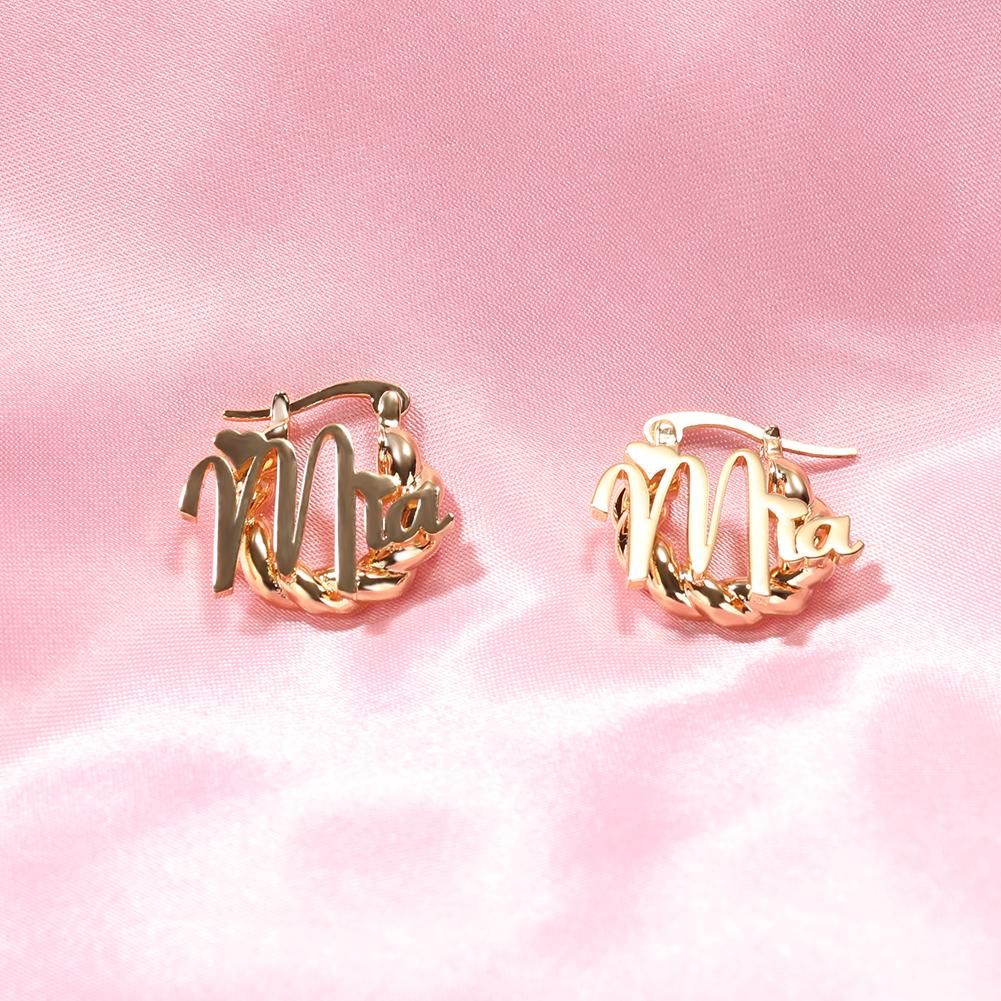 THE BLING KING Custom Name Earring Personalized Letter Stainless Steel Mini Twist Thread Earring Wome Trendy Accessories Jewelry