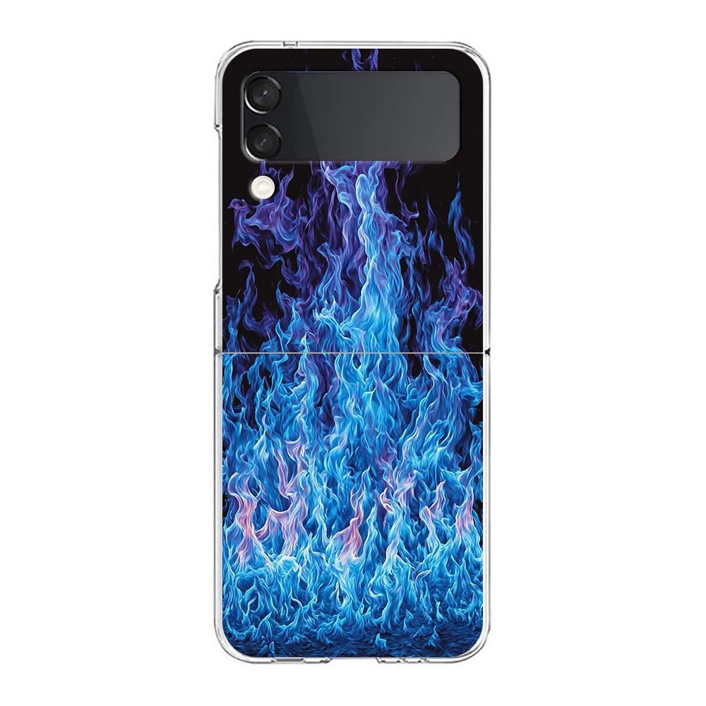 

Phone Cover For Samsung Galaxy Z Flip 7 6 5 4 Case Transparent For Samsung Z Flip 3 Hard PC Foldable Shell Flame Pattern Fundas Z Flip 3