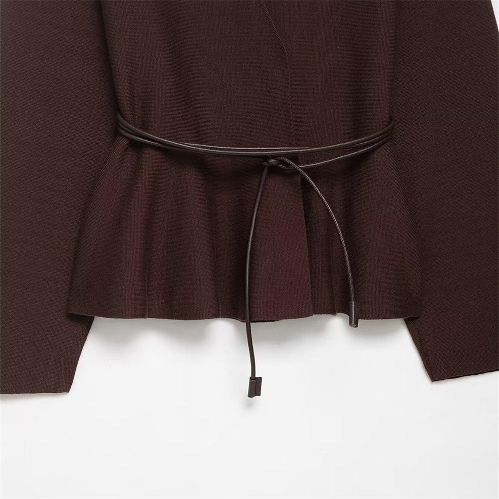 Autumn Women's Slimming V-Neck Knitted Cardigan with Belt