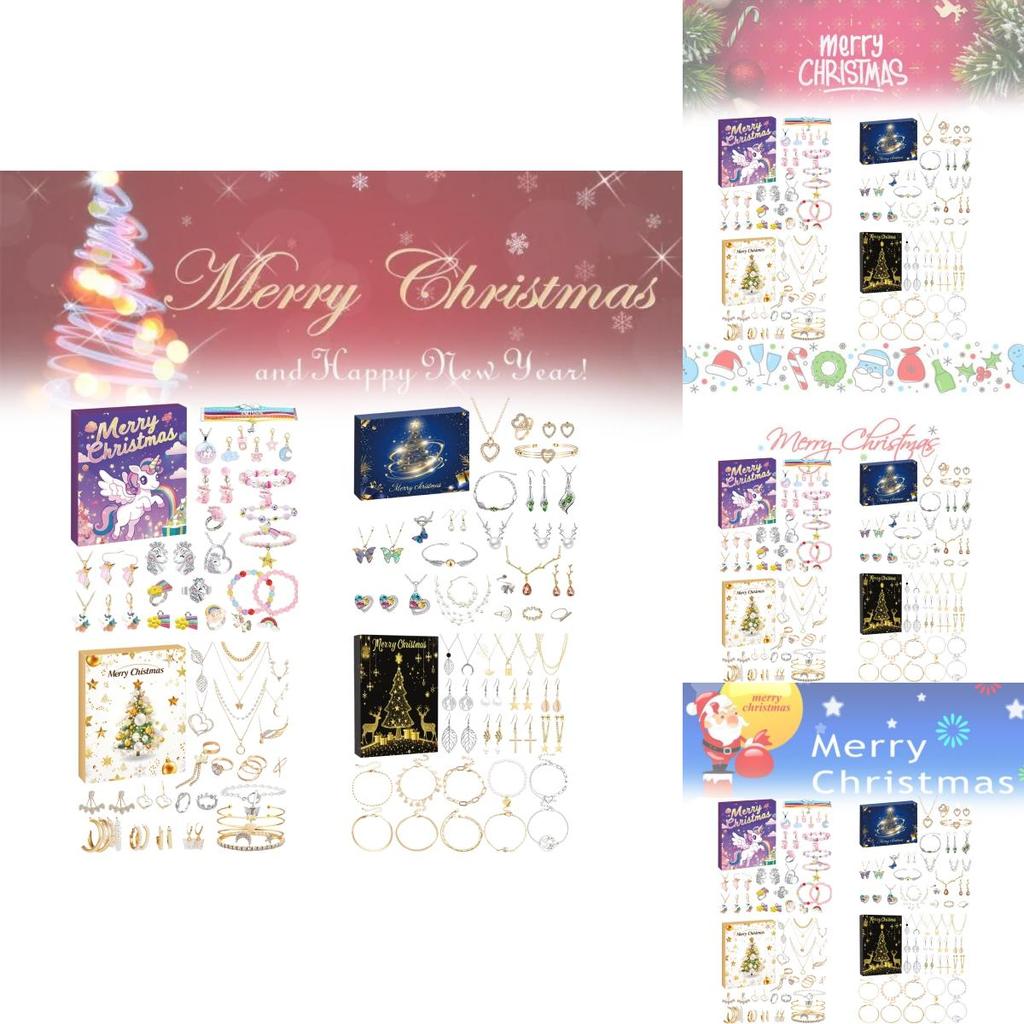 Festive Christmas Themed Earrings Gift Box With Heart And Geometric Designs For Women