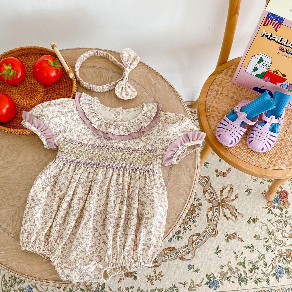 New Summer Korean Style Floral Baby Romper - Lace Princess Dress for Girls