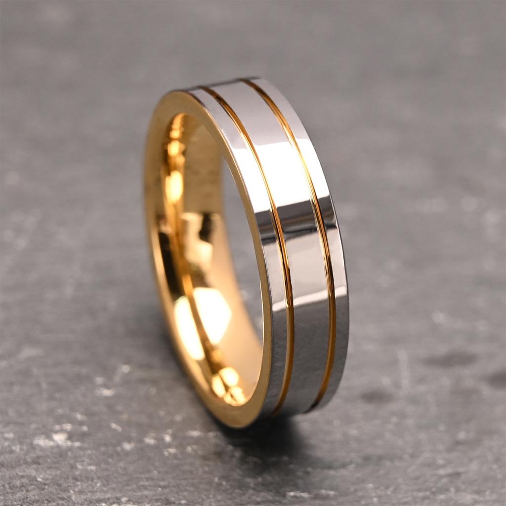 6MM tungsten carbide ring mens wedding band durable hypoallergenic black polished unisex jewelry for couples