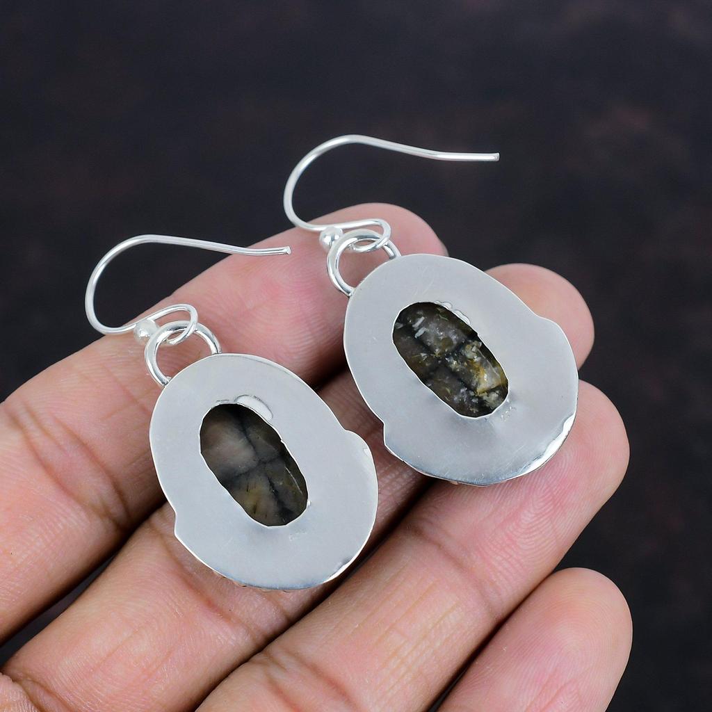 Chiastolite Earrings 925 Sterling Silver Earring Gemstone Handmade Earring Brand New Chiastolite Jewelry Latest Design Earring Gifts For Mom