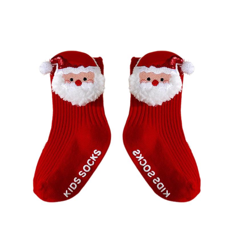 0-36 Monate Baby Mädchen Jungen Weihnachtssocken Niedliche Herbst Winter Rutschfeste Socken Weiche Leichte Lange Socken für Kinder Neujahrsgeschenk