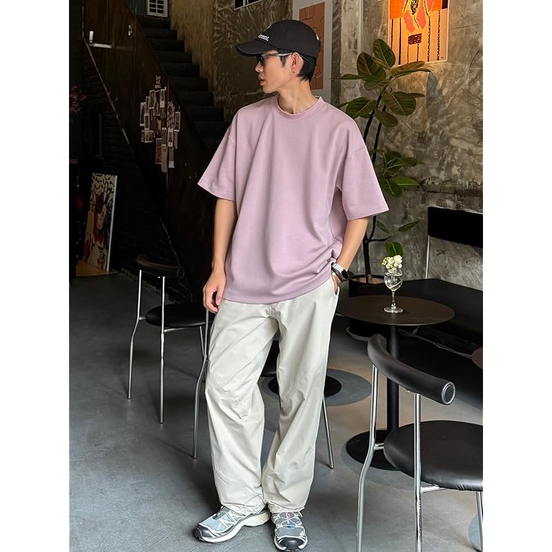 [CHANGE WELL] Men's ``2024'' SS” fashion spring/summer clothes 9 oz air layer (short sleeve) sweatshirt Thick stretch big silhouette T-shirt cut and
