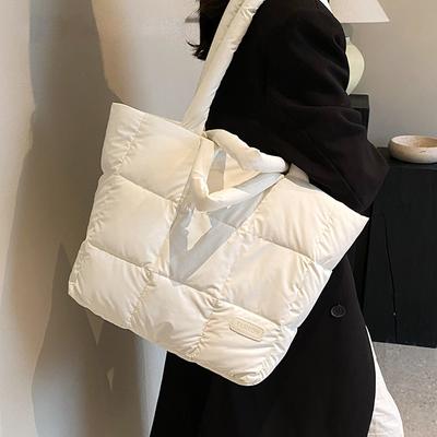Oxford Simple Padded Schoudertas voor Vrouwen 2024 Koreaanse Modeontwerper Zachte Tote Bag Trends Winter Grote Handtassen