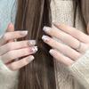 Cream Gradient Star Bow Nude Press-On Nails - Short, Gentle, Removable Nail Art Stickers