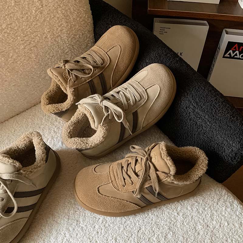 Krazing Pot Cow Skin Fur Plush Spring Autumn Summer Sneakers Flat Platform Lace Up Keep Warm Women Comfortable Casual Shoes