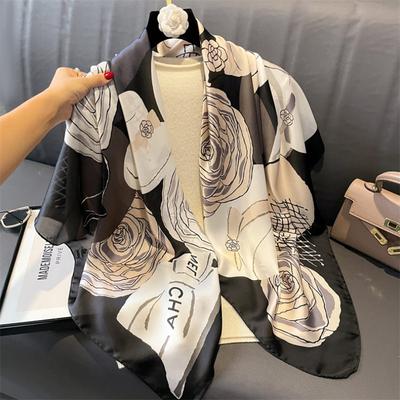 Luxus-Seidenschal Quadratisches Tuch für Damen Satin Mode-Schals Halstuch Damen Haarbänder Band Stirnband Bandana Pareo