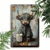 Vintage Hochlandrind Blechkunst Wanddeko Toilettenpapier Schild 7,8x11,8 Zoll Haus Bauernhaus Café Bar Geschenk Geburtstag Abschluss