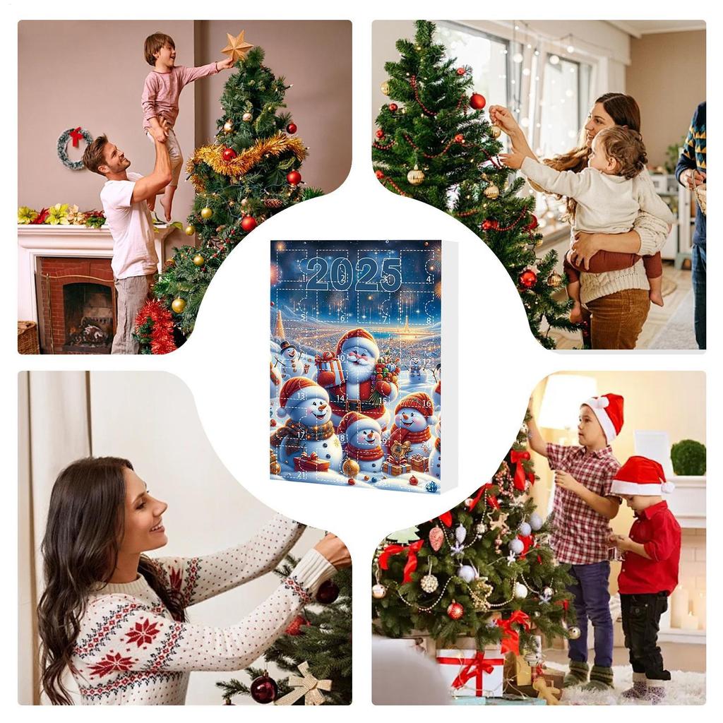 Christmas Countdown Ornaments 2D Acrylic Advent Decoration Snowman Christmas Countdown Ornaments for Tree Branches Windowsills