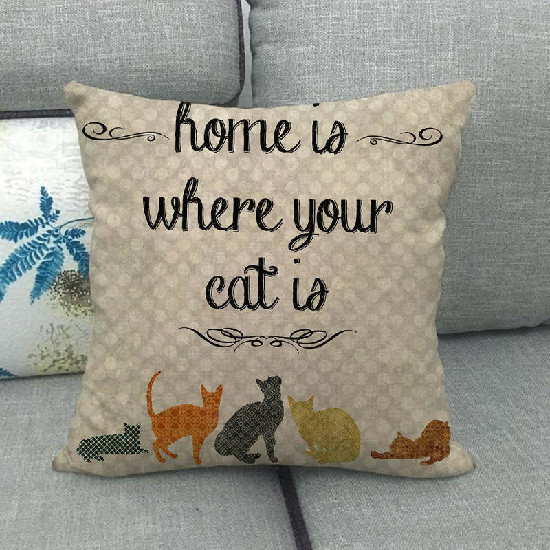 Letter-Style Cat And Dog Patterns Digital Printing Short Plush Pillow Covers For Car Sofa Office Cushion Cover Home Goods