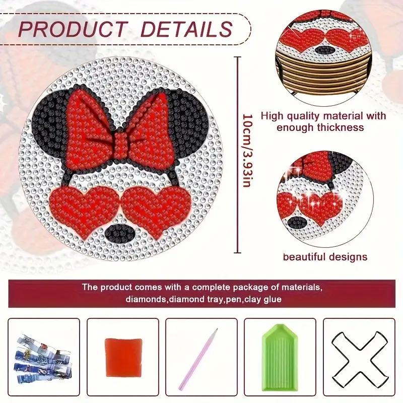 Set da 8 pezzi Serie Amore Pittura Diamante Sottobicchieri Fai da Te Sottobicchieri Arte Diamante 5D Trapano Completo Sottobicchieri Diamante Rotondi Acrilici per Tazza