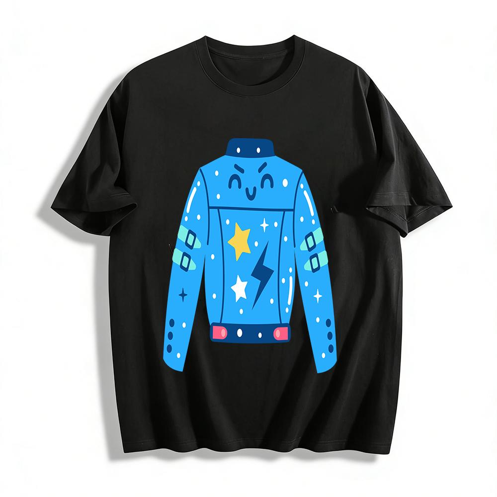 

Cartoon Star Lightning Print Crewneck Sweatshirt Kids Cute Casual Long Sleeve Top Daily Wear Pure cotton T-shirt XXS