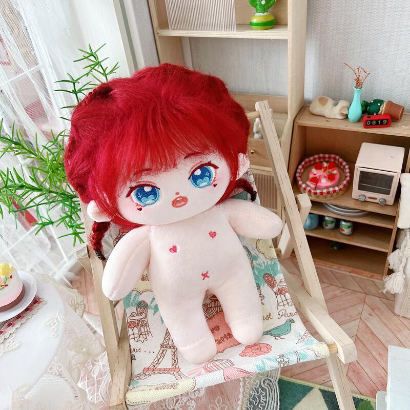 20cm Kawaii Plush Cotton Doll Idol Stuffed Super Star Figure Dolls No Attribute Curly Hair Crying Doll Can Change Clothes Gift
