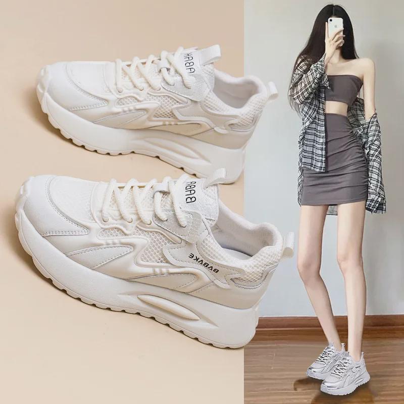 Women's 2024 Breathable Mesh Platform Sneakers - Trendy Casual All-Match Sports Shoes