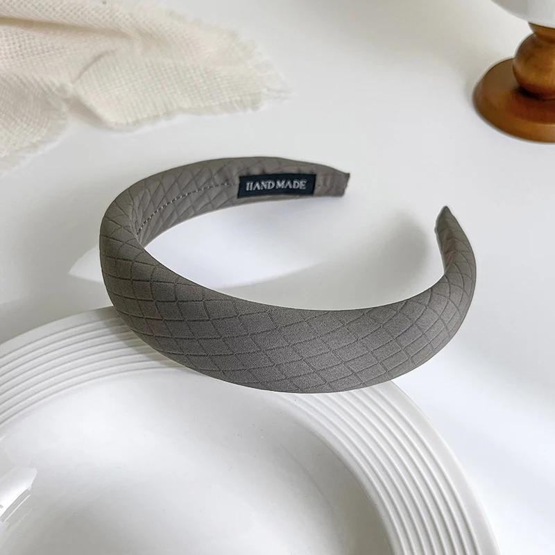 French Vintage Wide-brimmed Headband Women Rhombus Sponge Fabric Hair Band Fixed Face Wash Hoop Girls Hair Accessories