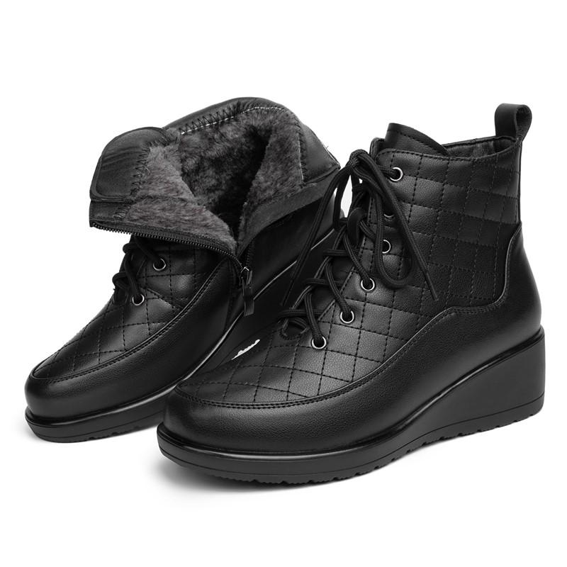 Fashion AIYUQI Snow Boots Women Wedge 2025 New Genuine Leather Winter Boots Women Large Size Non-slip Natural Wool Mom Ankle Boots Women