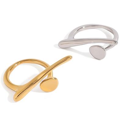 Youthway Minimalistischer Edelstahl Unregelmäßiger Geometrischer Offener Ring Für Damen Vergoldet PVD Trendiger Wasserdichter Schmuck