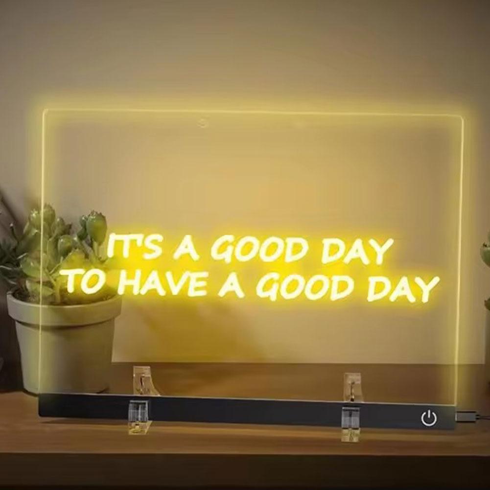 LED Note Board Night Light With Colorful 7 Pens DIY Acrylic Message Board Creative Fluorescen Painting Drawing Board
