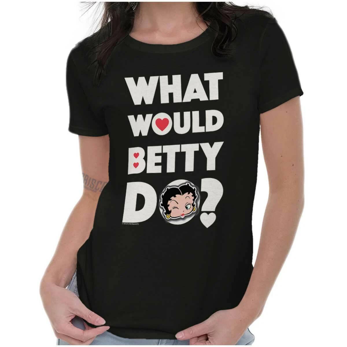 Cute What Would Betty Boop Do Retro Cartoon Womens Top Junior Graphic Tee XS