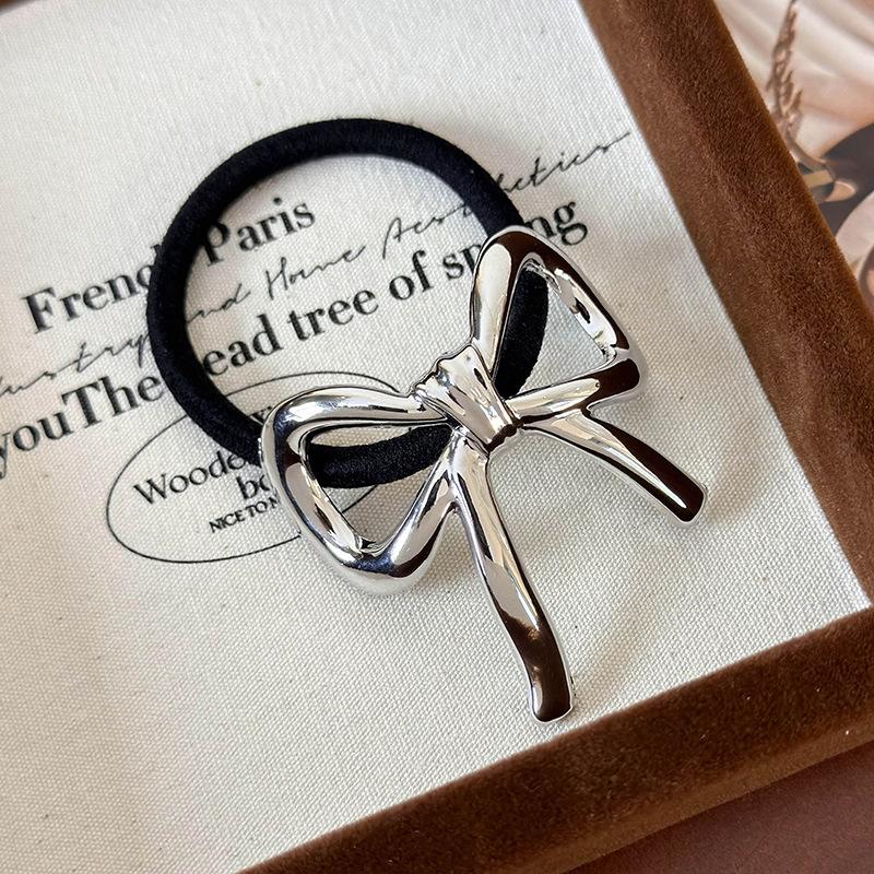 

Ретро Золотой Серебряный Бант Веревка для Волос Ободок для Женщины Девушки Темперамент Резинка для Волос Черная Резинка Женская Мода Аксессуары для Волос