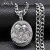 Jesus Virgin Mary and Child Christian Necklace 316 Stainless Steel Silver Color Medal Necklaces Women Men Hip Hop Jewelry Gifts