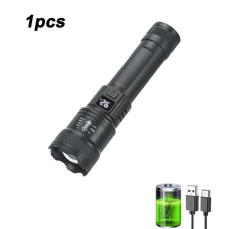 Powerful Tactical Torch High Power LED Flashlight USB Rechargeable Strong Light Lantern Super Long Range Lamp Outdoor Fishing