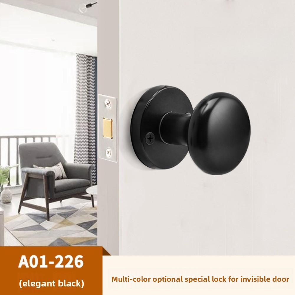 Stainless Steel Bathroom Keyless Door Lock Household Wooden Door Handle Lock Indoor Black Red and Green Indicator Door Handle