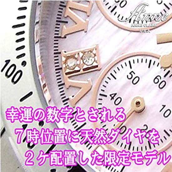 Pair of Don Clark and chronograph watches with black Roman numerals and ANNE CLARK natural shell made from stainless and come with a simple strap