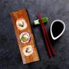 2PCS Solid Wood Napkin Holder Wood Rectangular Dim Sum Plate Sushi Plate Potsticker Plate Dumplings Plate