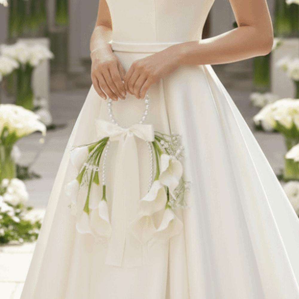 Weiße Blüten Hochzeitsblumen Perlenhenkel Oberer Griff Strauß Brautstrauß Hochzeitskoordinator