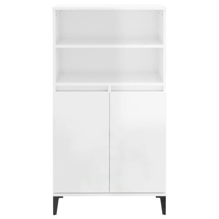 821230 vidaXL Buffet haut Blanc brillant 60x36x110 cm Bois d'ingénierie