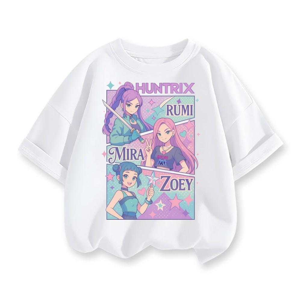 Kpop Demon Hunters Huntrix T-shirts For Kids Boys Girls Summer Casual Tops Short Sleeve Graphic Tees Kpop Demon Hunters T Shirt