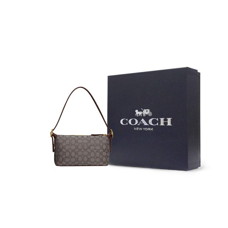 New COACH Demi Jacquard Fabric With Recycled Leather Shoulder Bag Handbag Medium Size Women's Brown CE736-B4S0M