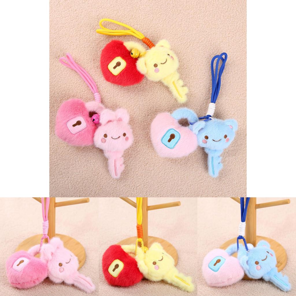 Keychain Heart Lock Plush Toy With Soft Short Plush For Girls Birthday Gift Accessories