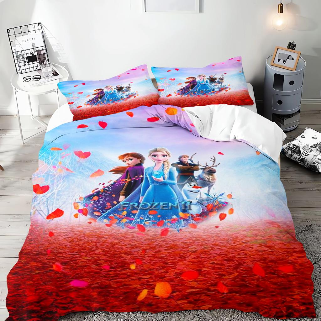 Frozen Princess Elsa and Anna 3-Piece One Piece Bedding Set Comforte Luxus Exquisite Birthday Gift 100% Polyester Home Decor
