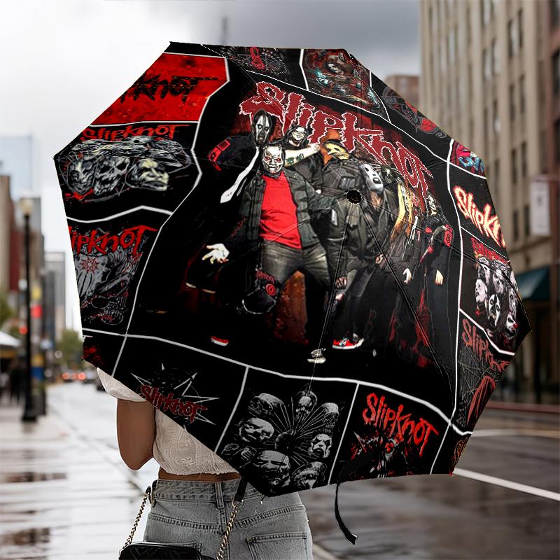 Rock Metal Music Band Collage Umbrella 8-Frame for Travel, Camping, Casual Lightweight Portable Umbrella, Essential for Every Family Holidays Gift